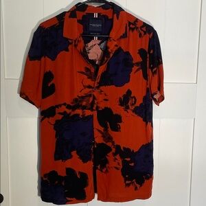 Denim & Flower Red/Deep Orange and Black & Blue Floral Men's Shirt